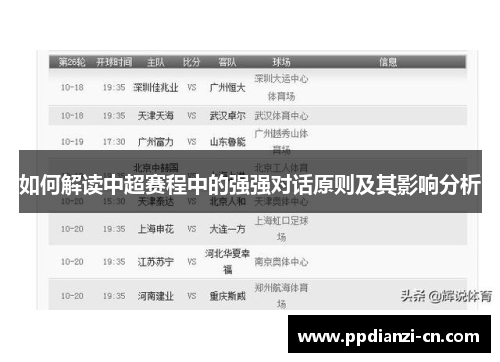 如何解读中超赛程中的强强对话原则及其影响分析